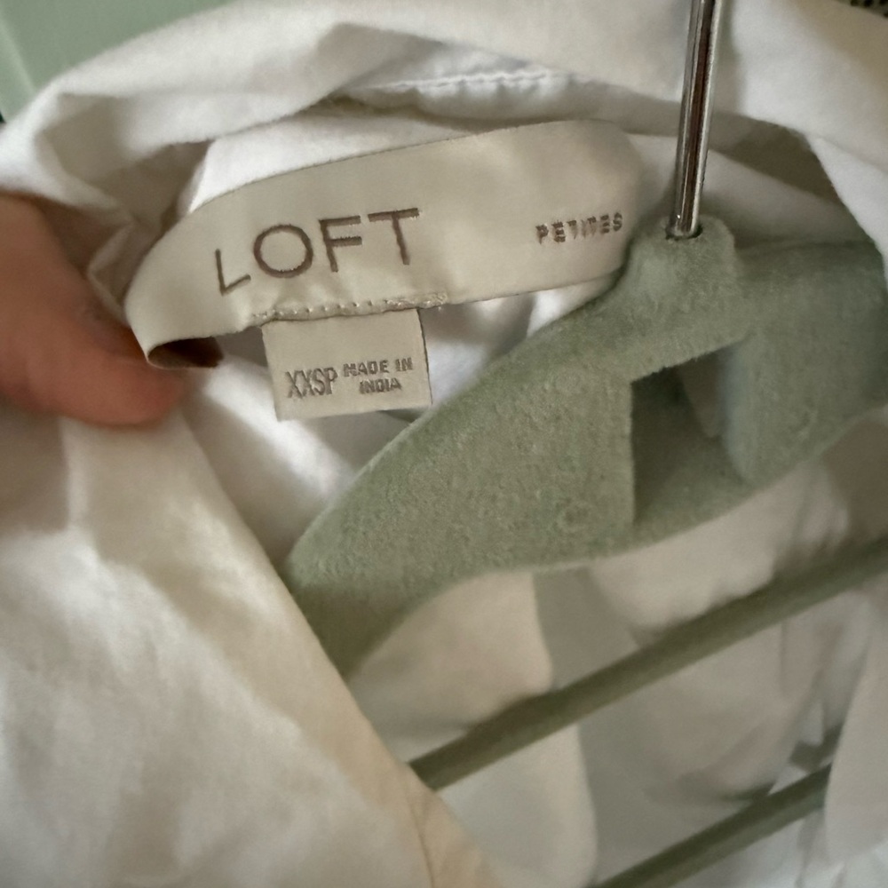 Loft White Button Down Cropped - image 3